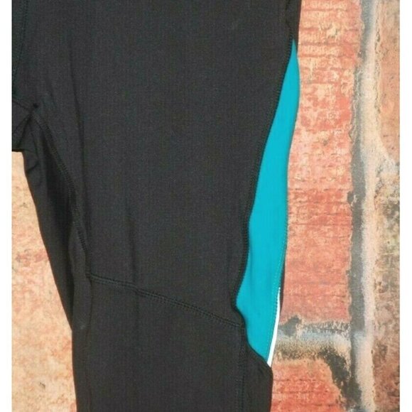 Ladies Mondetta Gray & Aqua Athletic Activewear Crop Workout Leggings Size L Bac - Picture 3 of 10